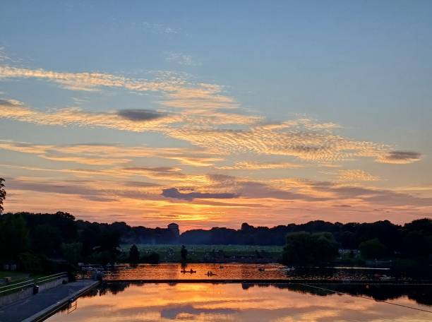 Sundown over the lake in Hamburger Stadtpark