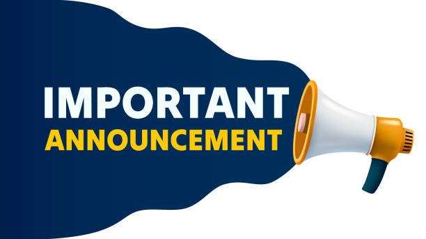 ilustrações de stock, clip art, desenhos animados e ícones de important announcement, megaphone announces news. vector illustration - ordem