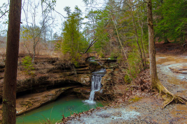 istock Upper Falls, Old Man's Cave, Hocking Hills State Park, Ohio in Winter 2165794720