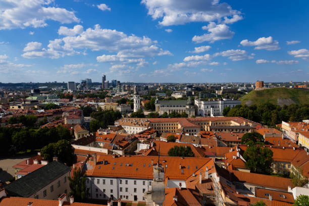 Vilnius, Lithuania. June 28, 2024. Bell Tower and Vilnius Cathedral from St. John's tower