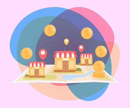 Small Shops On Map Flat Vector Illustration Stock Illustration ...