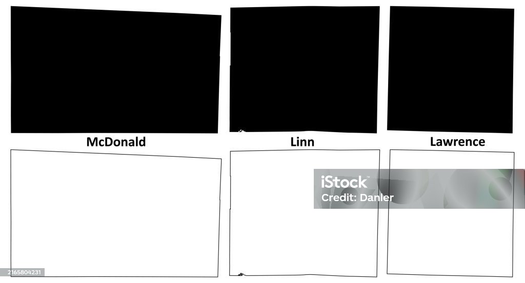 McDonald, Linn and Lawrence County, Missouri (U.S. county, United States of America, USA, U.S., US) map vector illustration, scribble sketch map Abstract stock vector McDonald, Linn and Lawrence County, Missouri (U.S. county, United States of America, USA, U.S., US) map vector illustration, scribble sketch map Abstract stock vector