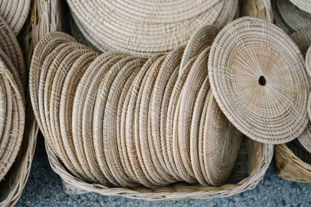 Basketwork shop in the town of Hergla in northern Tunisia.