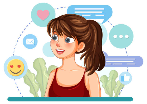 istock Smiling girl surrounded by social media icons 2165806779