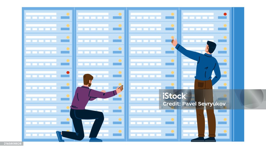 Storage Server Racks Vector Stock Illustration - Download Image Now ...