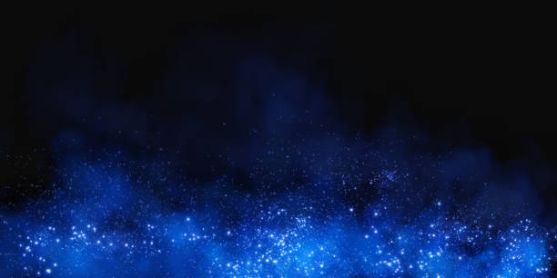 istock Fantastic smoke background. Blue magic smoke with glitter and small particles of twinkling stars, fog with glowing particles, multicolored steam with stardust. Vector illustration. 2165816362