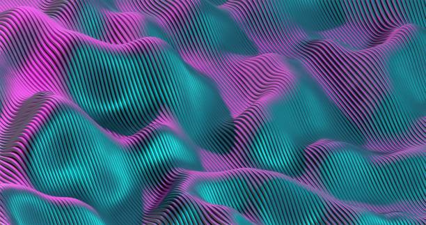 istock Abstract Digital Art with Teal and Pink Wavy Line Pattern 2165816408