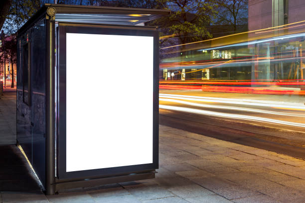 istock Blank White Mock Up Of Vertical Poster Light Box In A Bus Stop 2165816882