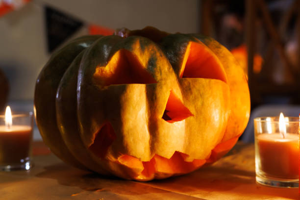 istock Jack-o'-Lantern with Candles on Halloween 2165823632