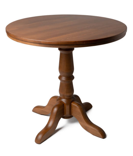istock Oval wooden classic table isolated on white 2165827351
