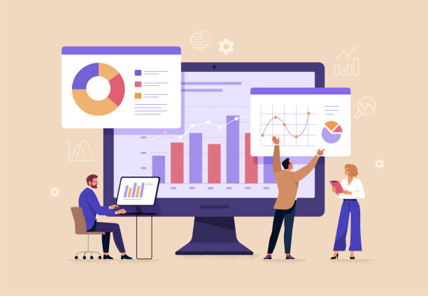 analyse- und überwachungskonzept für das geschäftsteam. - analysieren stock-grafiken, -clipart, -cartoons und -symbole