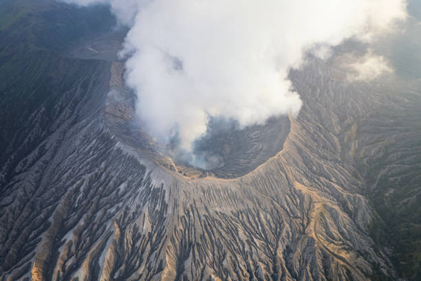 the drone view of Bromo, Indonesia