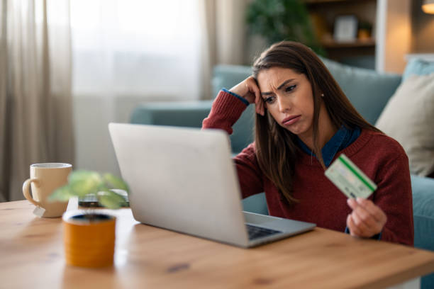 istock Caucasian Woman Stressed About Online Payment 2165843382