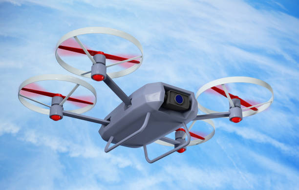 istock A drone with a camera flying in the sky 2165844665