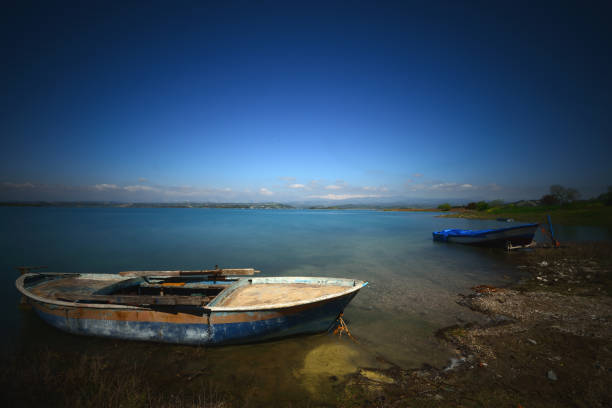 lake and boats landscape
