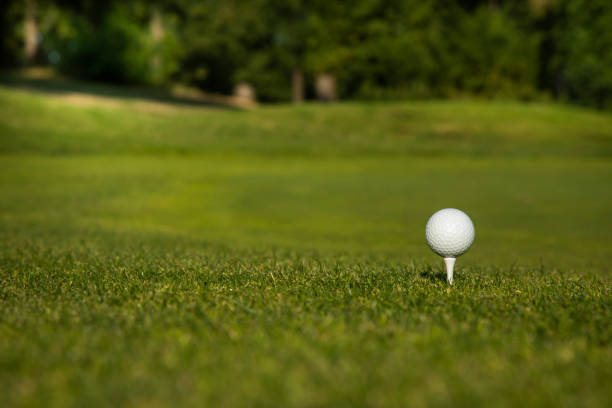 istock Closeup Golf ball on green grass on course 2165848612
