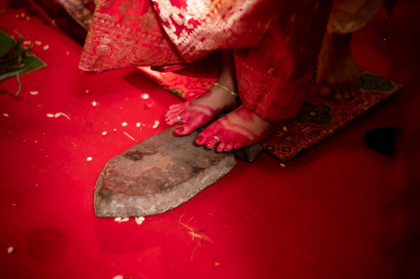 Female feet Bengali wedding ritual