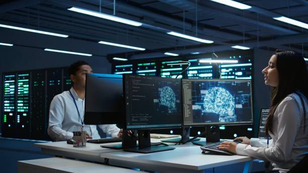 istock Team of engineers using AI tech on computer to do checkup in server room 2165854286