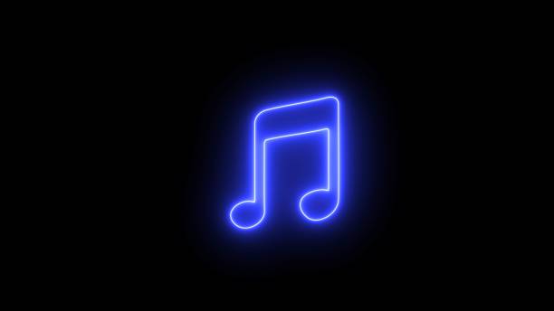 istock Blue neon light music icon. Blue neon single musical note icon. Music notes icon set, Musical key signs. neon note isolated on black background. 2165854941