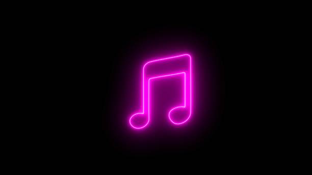 istock Music notes icon set, Musical key signs. neon note isolated on black background. pink neon light music icon. 2165854961