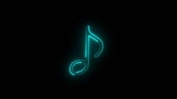 istock Blue neon light music icon. Blue neon single musical note icon. Music notes icon set, Musical key signs. neon note isolated on black background. 2165854967