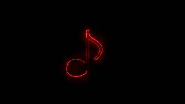 istock Music sign neon glowing loop. neon music icon. Bright musical note icon on black background. Set neon line music icon illustration on black background. 2165855109