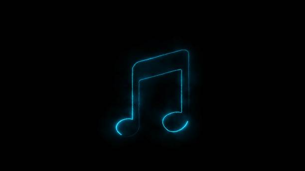 istock Logo of music icon vector design element. Music sign neon glowing loop. Bright musical note icon on black background. 2165855151