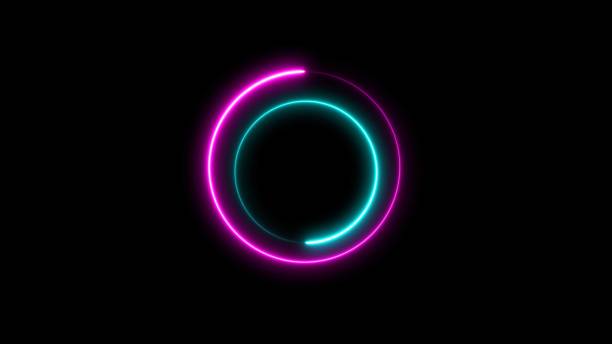 istock Blue and pink light moving for overlay element. 3D illustration rendering. neon circle frame loading icon background. 2165855344