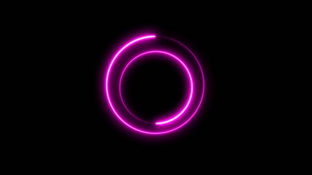 istock Pink light moving for overlay element. Abstract beautiful colorful neon circle frame loading icon on black background.  3D illustration rendering. neon circle frame loading icon background. 2165855349