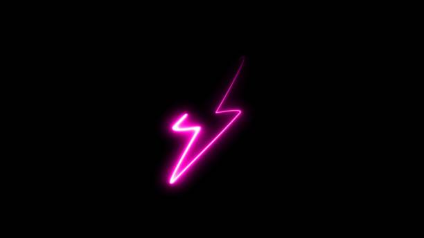 istock neon lightning sign. Bright lightning, electrical storm, high voltage. Flash neon sign. 3D glowing neon flash icon illustration. 2165855423