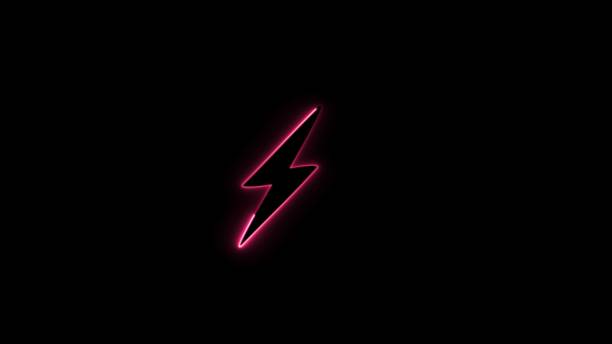 istock Neon bolt icon illustration. Flash neon sign. 3d Glowing neon flash icon illustration. Lightning strike flash on black background. 2165856161