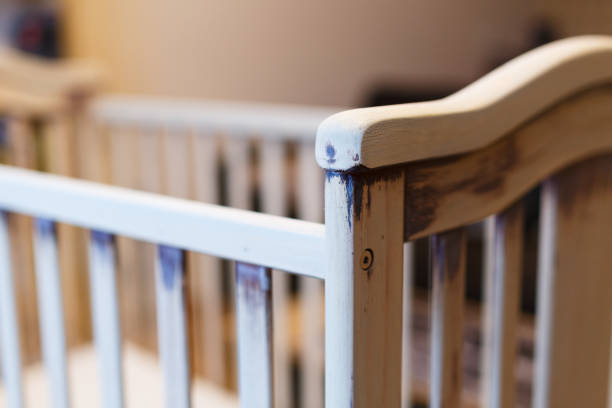 istock Detail view to empty child bed, bokeh background 2165857432