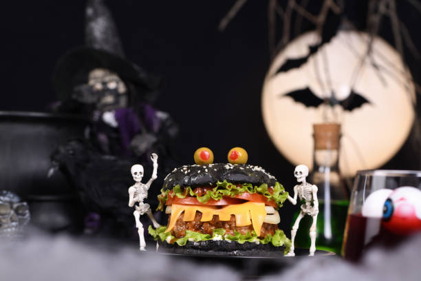 istock Halloween Monster black burger 2165860509
