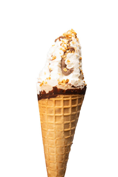 istock Ice cream with nuts and chocolate isolated on white background. 2165861317