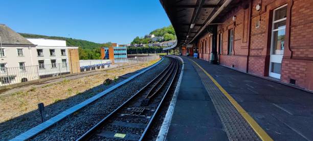 istock Train station platform at Pontypridd South Wales UK. 2165863234
