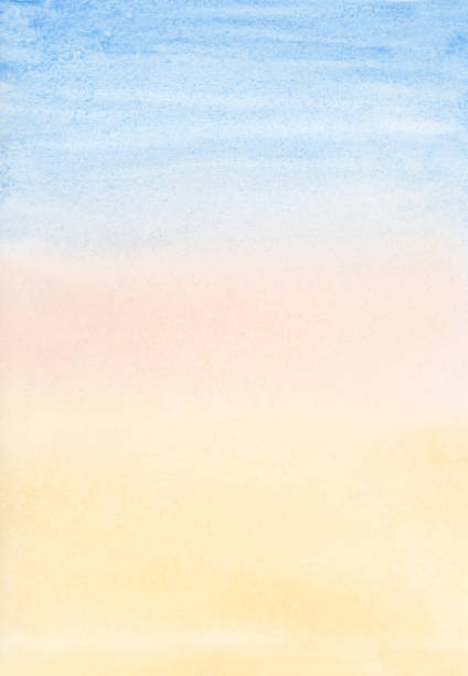 istock Vertical light gradient dawn sky in the morning watercolor background with hand drawn pastel blue, beige and peach brush strokes for abstract simple sunrise designs 2165867032