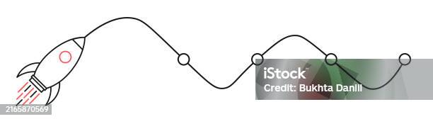 Rocket Path Vector Rocket Trail Illustrating Wavy Path Through Space With Circular Points ...
