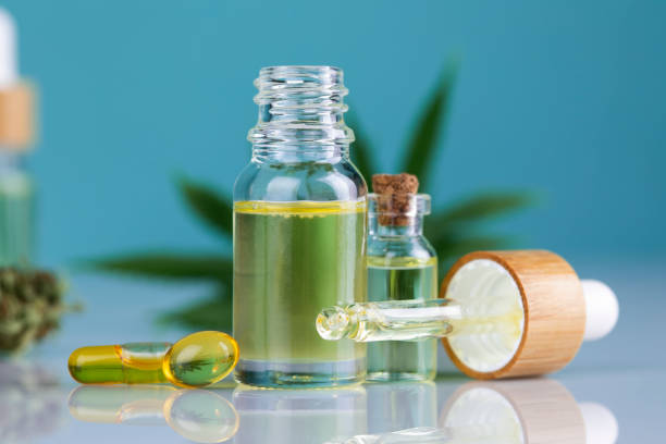 istock Cannabis leaf with hemp seeds and marijuana oil, cbd 2165870729