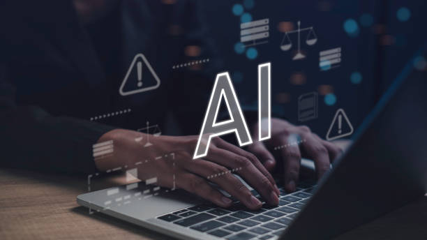 istock Intersection of AI and law. Robots and software ethical considerations. Highlights policy, justice, and risk control in corporate environments, guided by lawyers and regulations. 2165871720