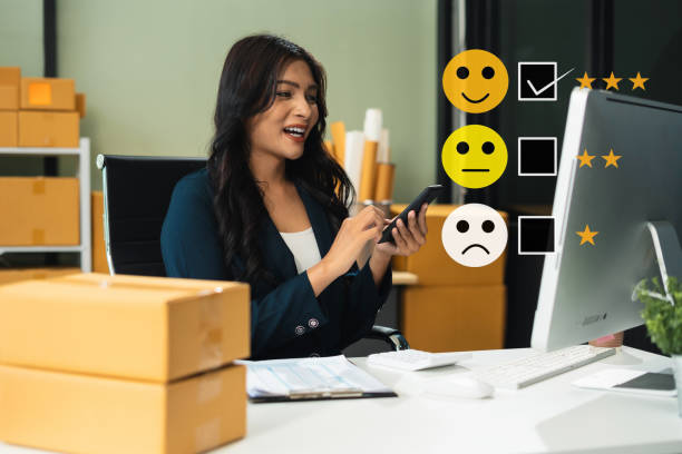 istock User give rating to service experience on online application, Customer review satisfaction feedback survey concept. 2165872430