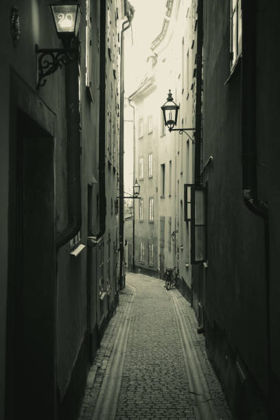 A narrow street between the buildings