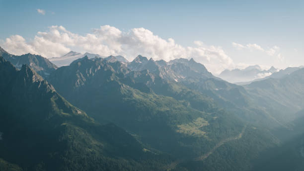 istock Elevated view of mountain ranges and mist 2165875587