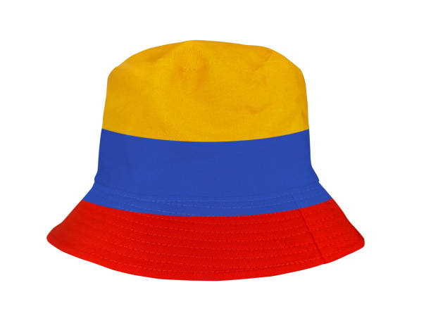 istock Yellow  blue  red bucket hats isolated on white background. 2165876529