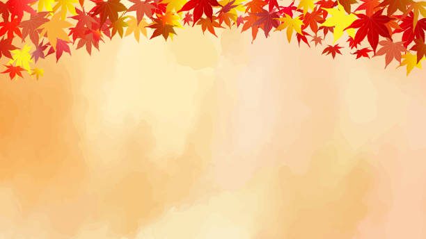 istock Colorful autumn leaves and watercolor background vector illustration background template, 16:9, maple, orange, yellow, beige, beautiful watercolor texture, 2165876733