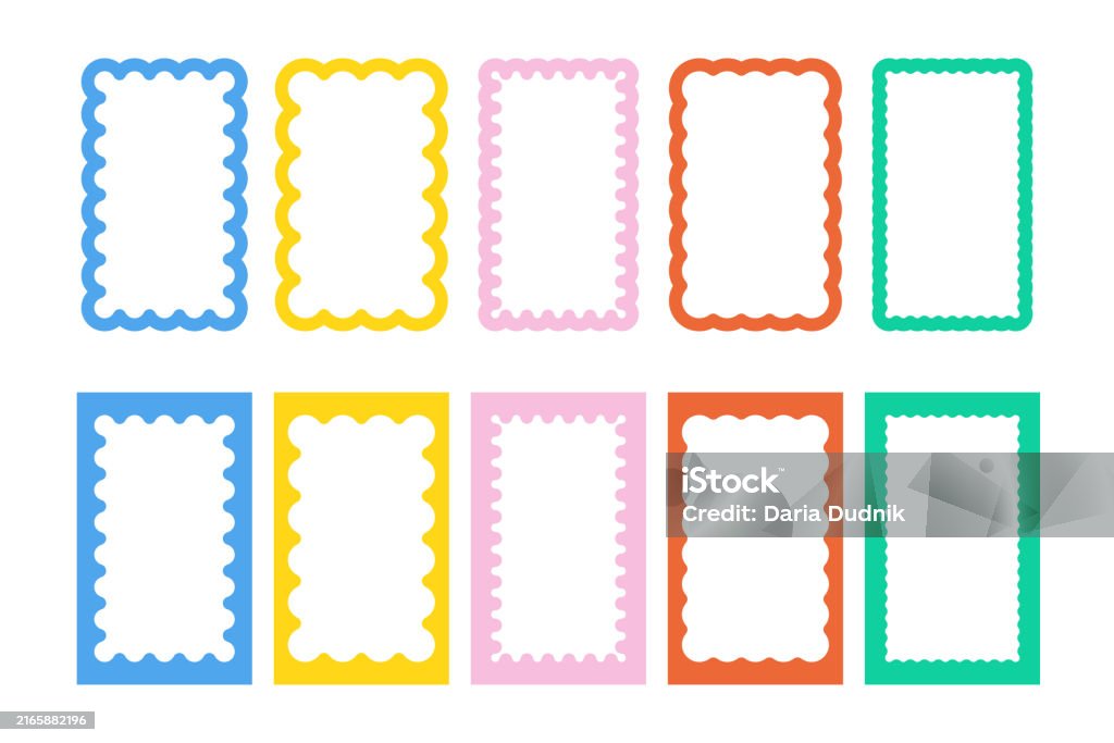 Rectangular Edge Frame Multicolored Rectangular Frames With Wavy Edges Set Stock Illustration ...