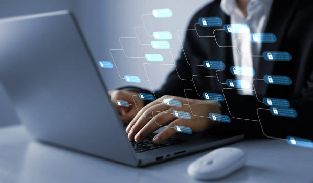 istock Blockchain financial with chain of encrypted blocks to secure datum, cryptocurrency and bitcoin for online wallet,payments and money transaction. 2165882280