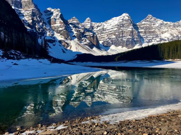 istock Lake moraine on a spring day as ice is thawing reflection 2165884738