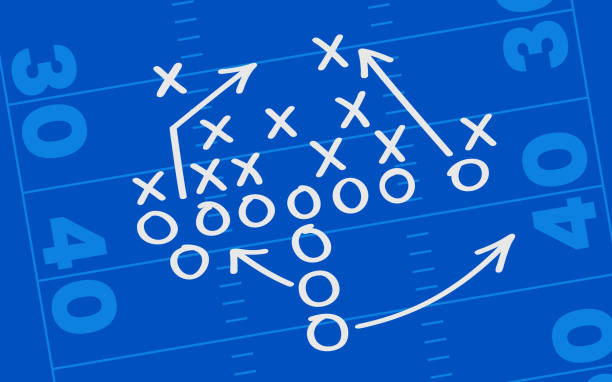Football Play Field Diagram Background Football field sports play call diagram play field plan background design. american football game plan stock illustrations
