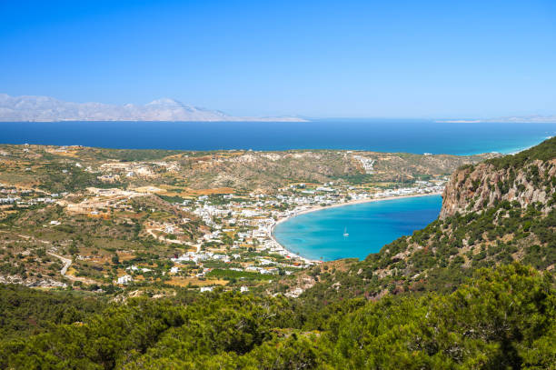 istock Coastal beach in blue lagoon. Coast beach landscape. Greece. 2165888431