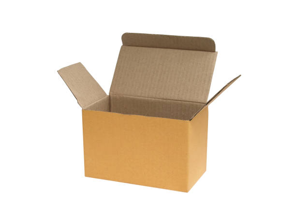 istock single open empty parcel cardboard for packing goods delivery isolated on white background 2165897252